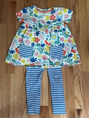 Mini Boden Floral and Striped Matching Set - size 4-5